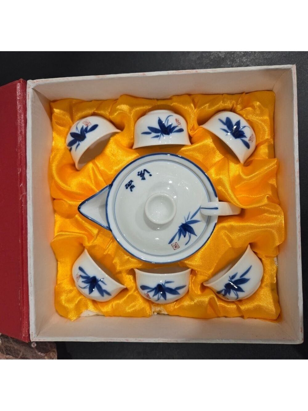 Jingdezhen Porcelain Tea Set – Bamboo Design – Gift Box – Complete Set